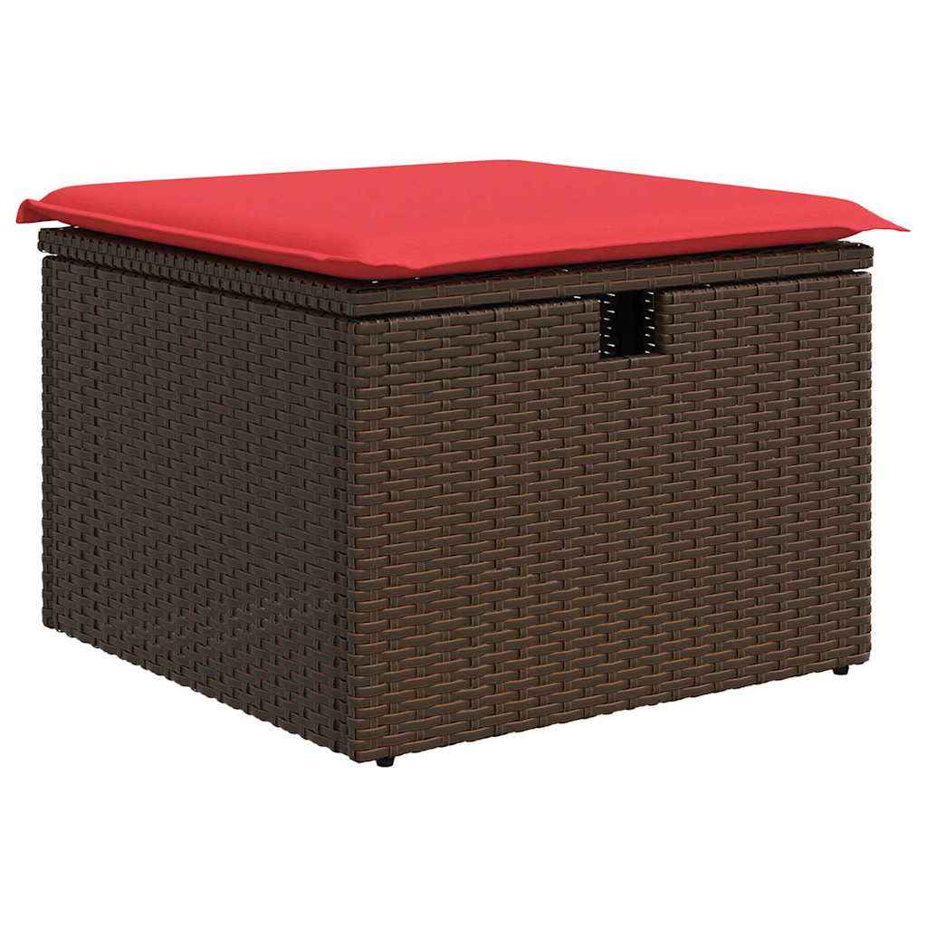vidaXL Tuin Sofa Set met kussen met opslag 9 pcs Bruin Poly riet