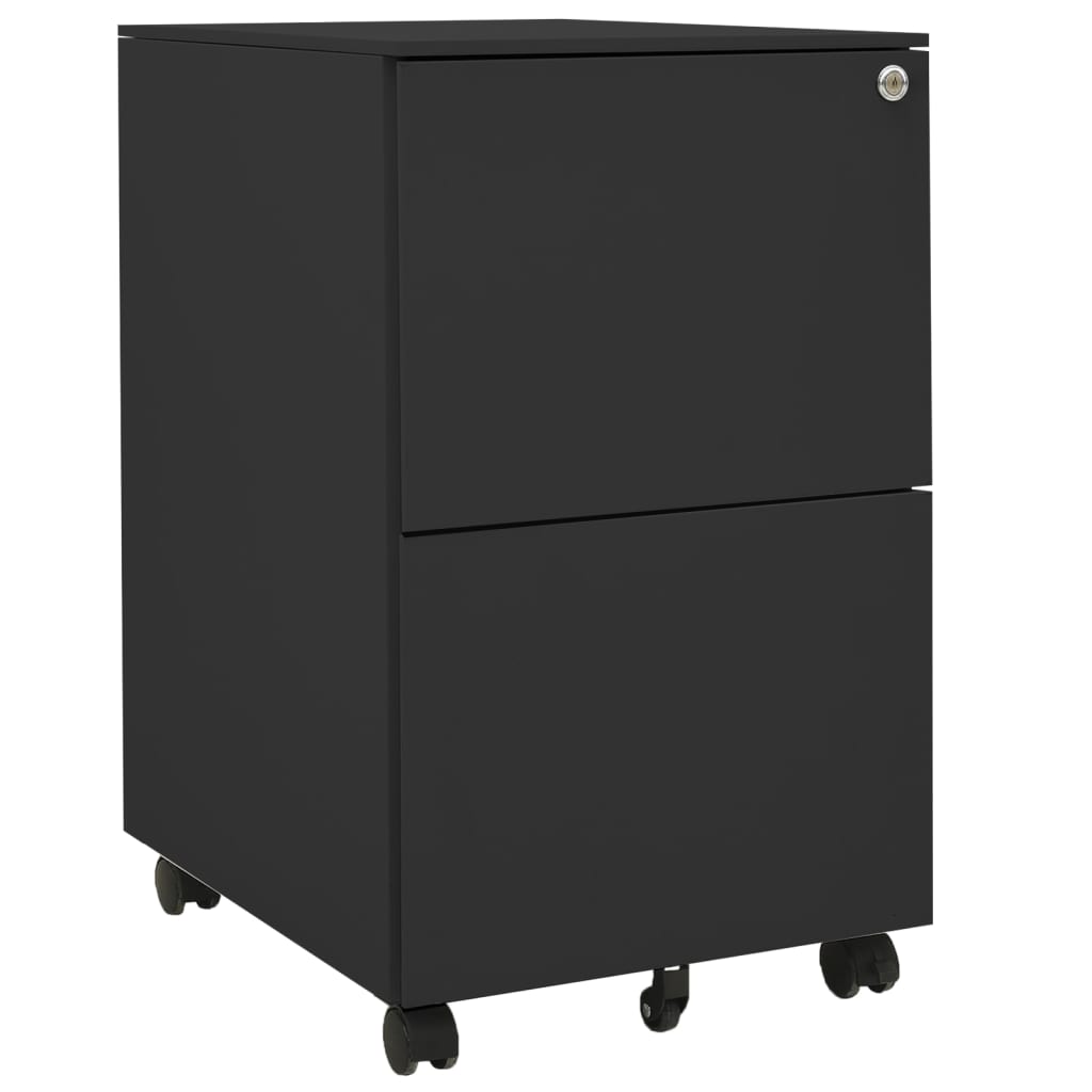 vidaXL Ladeblok verrijdbaar 39x45x67 cm staal antracietkleurig - Aashly