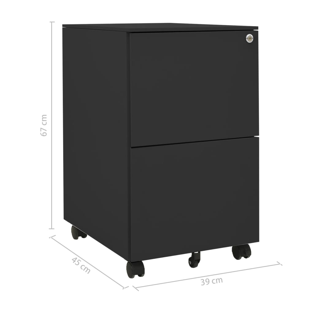vidaXL Ladeblok verrijdbaar 39x45x67 cm staal antracietkleurig - Aashly
