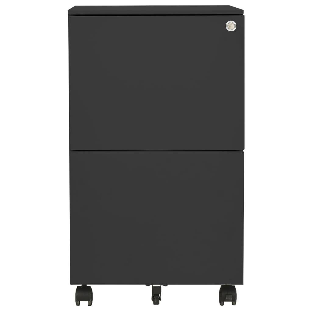 vidaXL Ladeblok verrijdbaar 39x45x67 cm staal antracietkleurig - Aashly