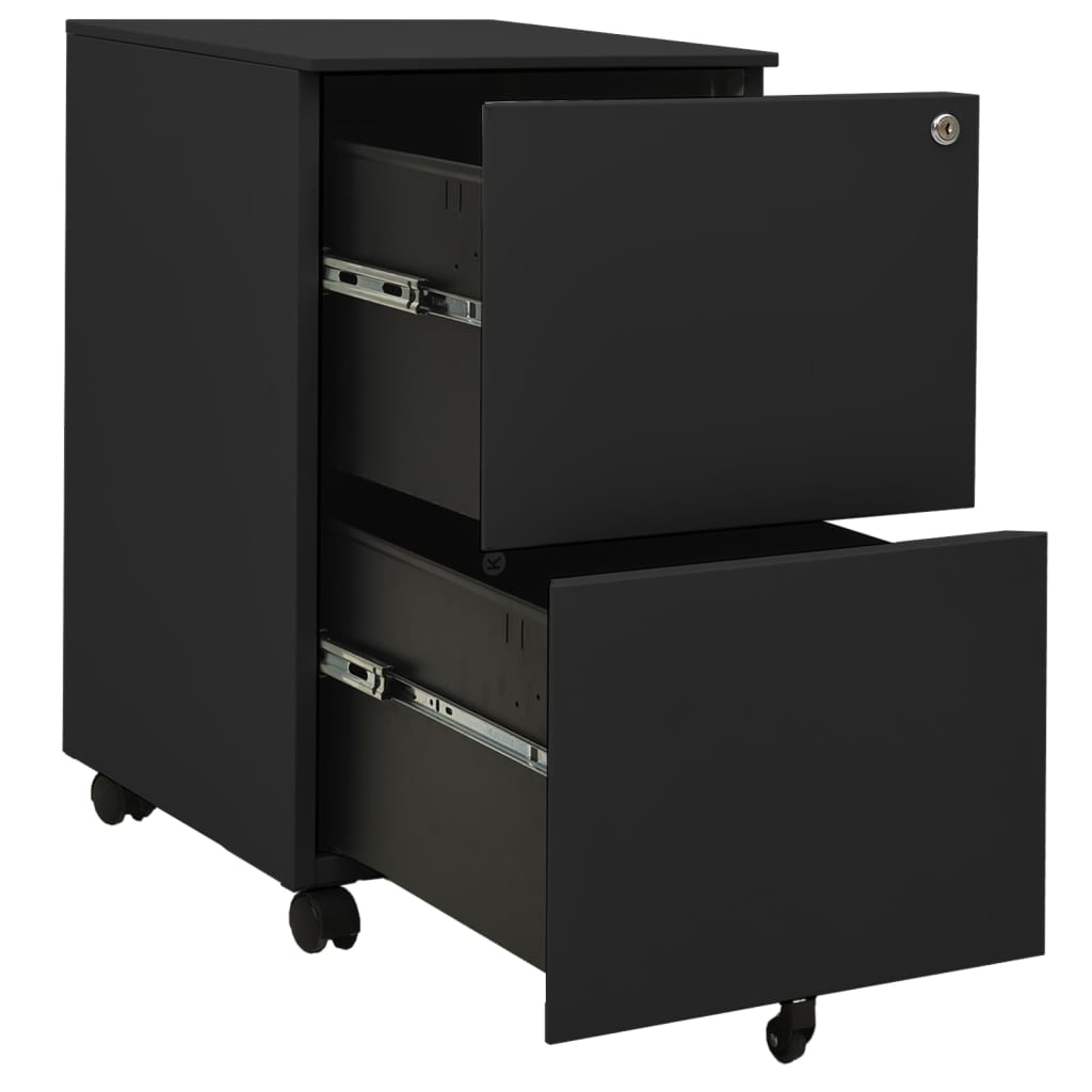 vidaXL Ladeblok verrijdbaar 39x45x67 cm staal antracietkleurig - Aashly