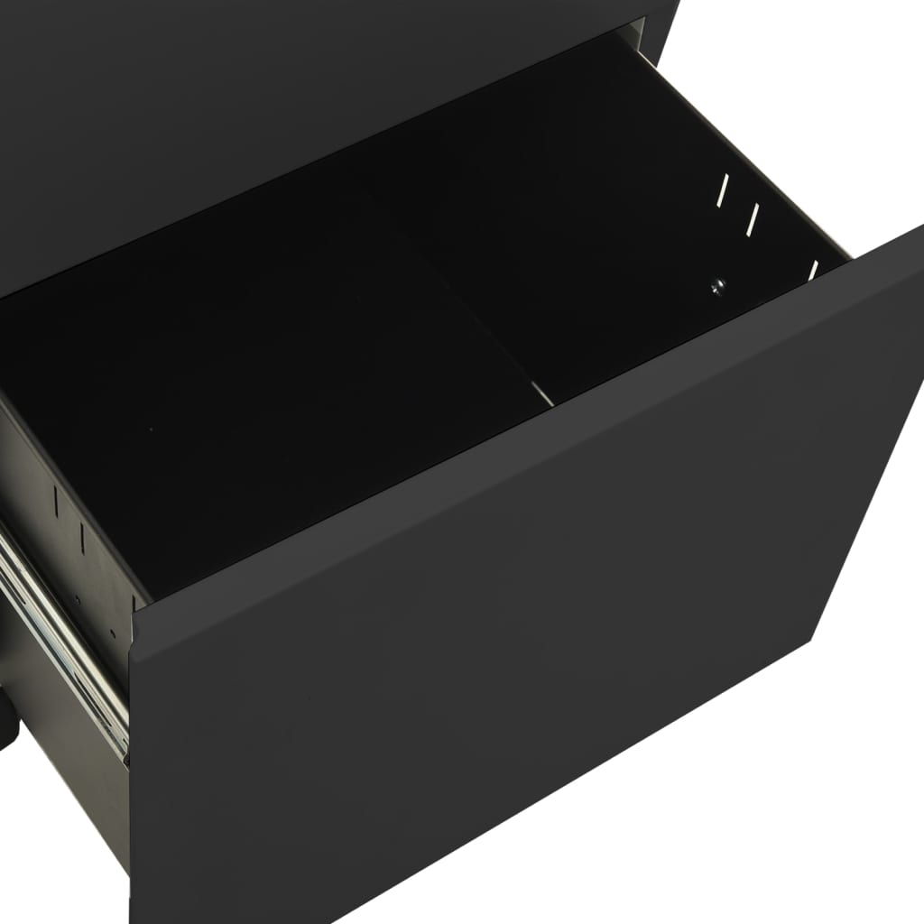 vidaXL Ladeblok verrijdbaar 39x45x67 cm staal antracietkleurig - Aashly