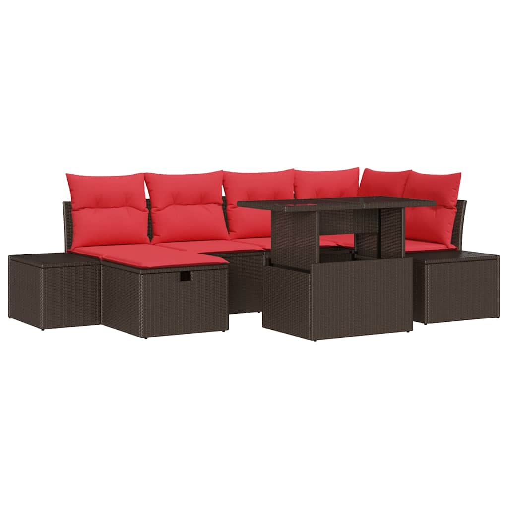 vidaXL Tuin Sofa Set met kussen met opslag 7 pcs poly rattan