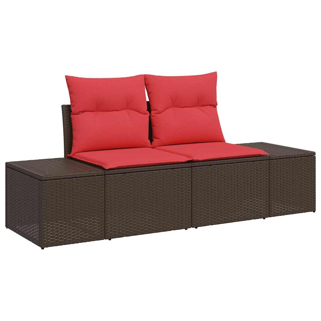 vidaXL Tuin Sofa Set met kussen met opslag 9 pcs Bruin Poly riet