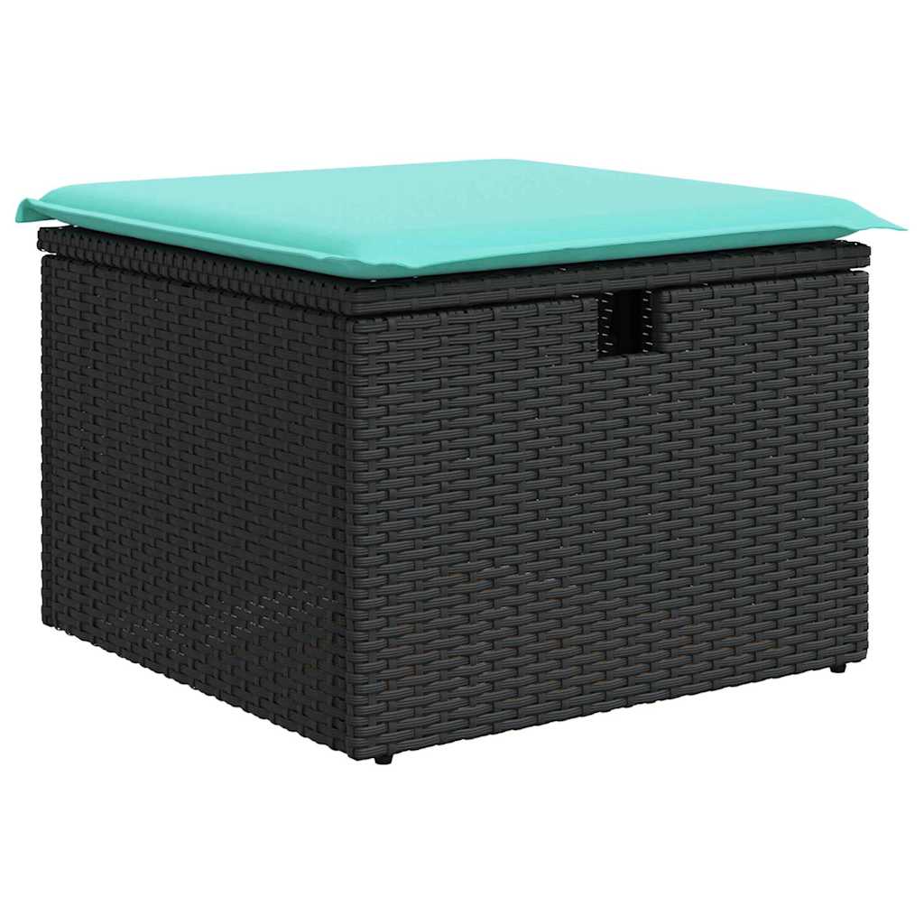 vidaXL Tuinbankenset met kussen met opslag 8 pcs Zwart poly rattan