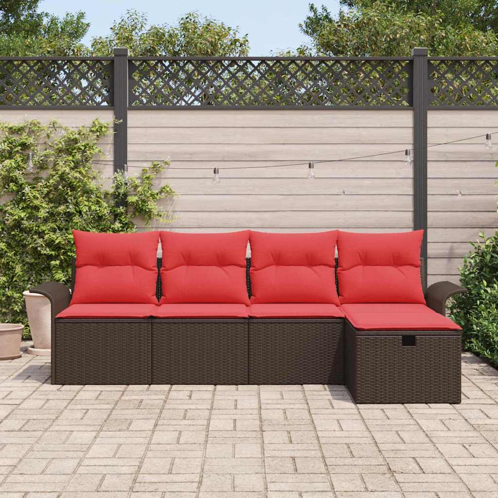 vidaXL Tuin Sofa Set met kussen met opslag 5 pcs Poly riet
