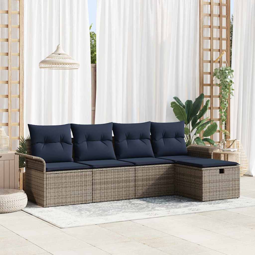 vidaXL Tuin Sofa Set met kussen met opslag 5 pcs Poly riet