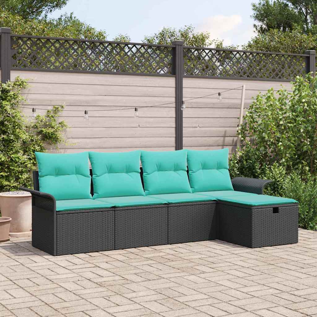 vidaXL Tuin Sofa Set met kussen met opslag 5 pcs Poly riet
