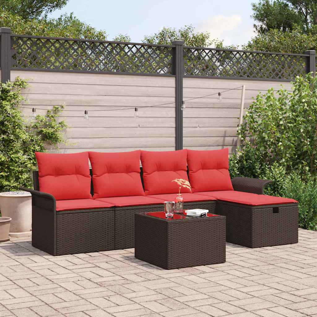 vidaXL Tuin Sofa Set met kussen met opslag 5 pcs Poly riet