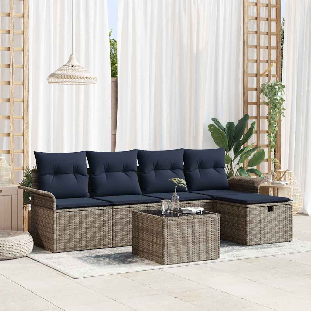 vidaXL Tuin Sofa Set met kussen met opslag 5 pcs Poly riet