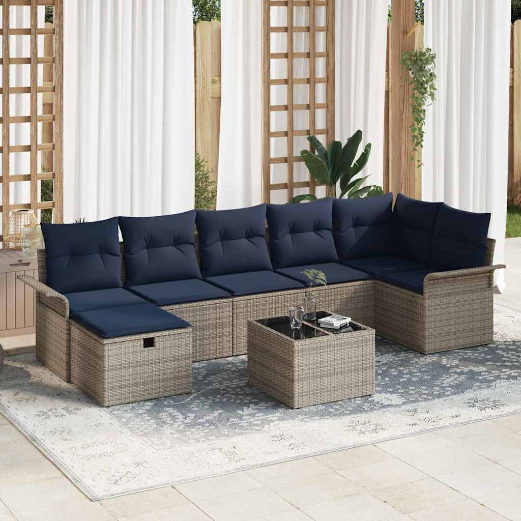 vidaXL Tuin Sofa Set met kussen met opslag 7 pcs Bruin Poly riet