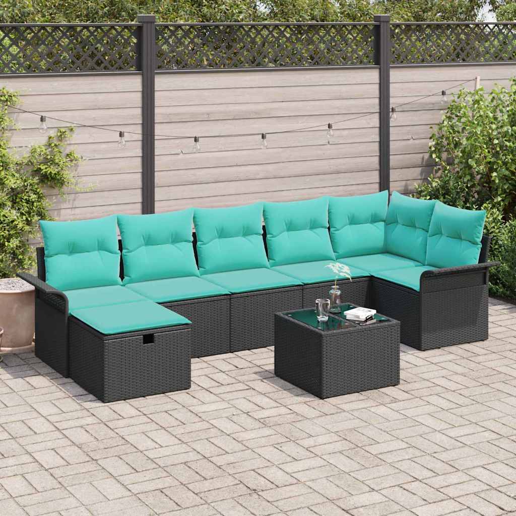 vidaXL Tuin Sofa Set met kussen met opslag 7 pcs Bruin Poly riet