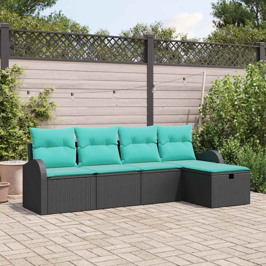vidaXL Tuin Sofa Set met kussen met opslag 5 pcs Bruin poly rattan