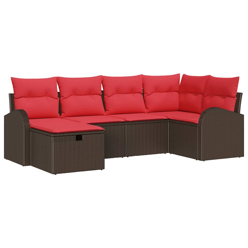 vidaXL Tuin Sofa Set met kussen met opslag 6 pcs Bruin poly rattan