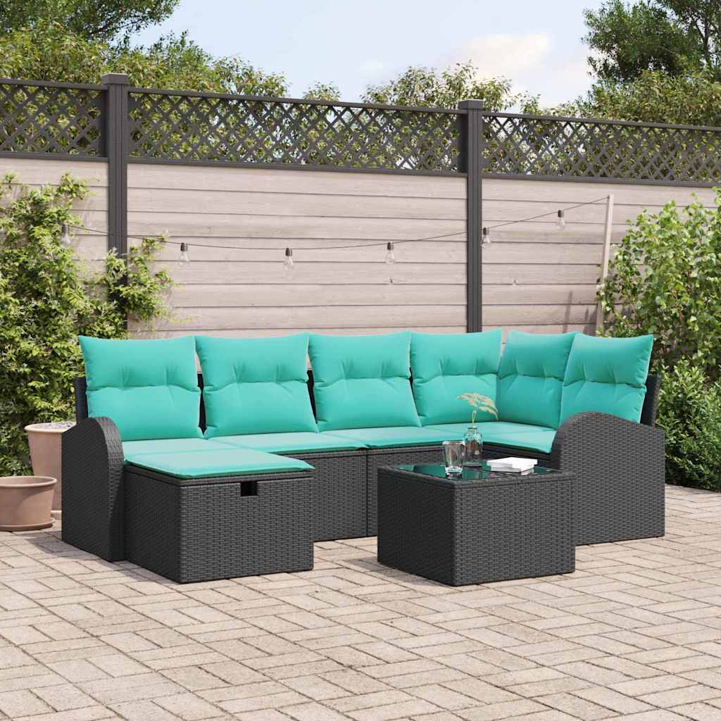 vidaXL Tuin Sofa Set met kussen met opslag 6 pcs Bruin poly rattan