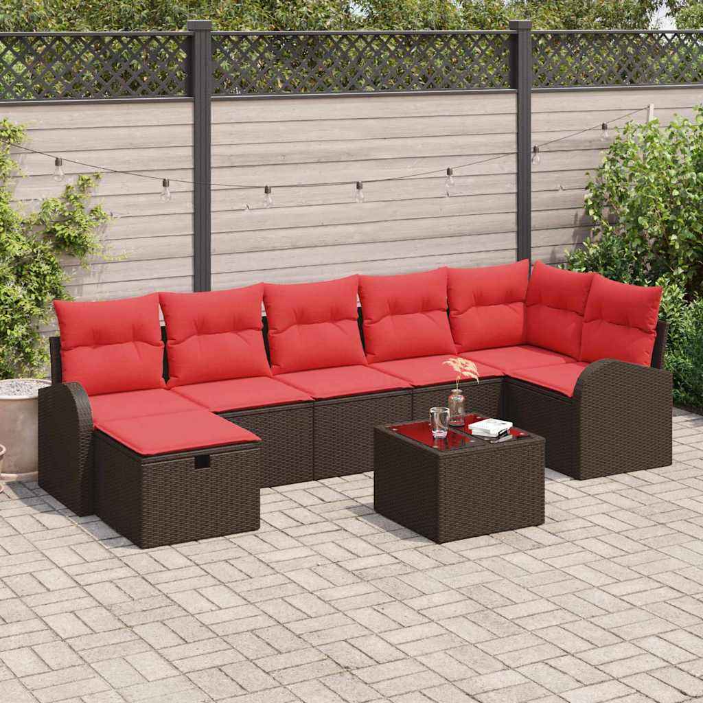 vidaXL Tuin Sofa Set met kussen met opslag 7 pcs Bruin poly rattan
