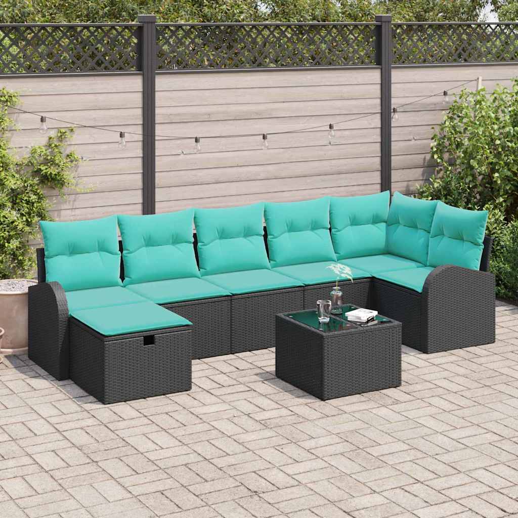 vidaXL Tuin Sofa Set met kussen met opslag 7 pcs Bruin poly rattan