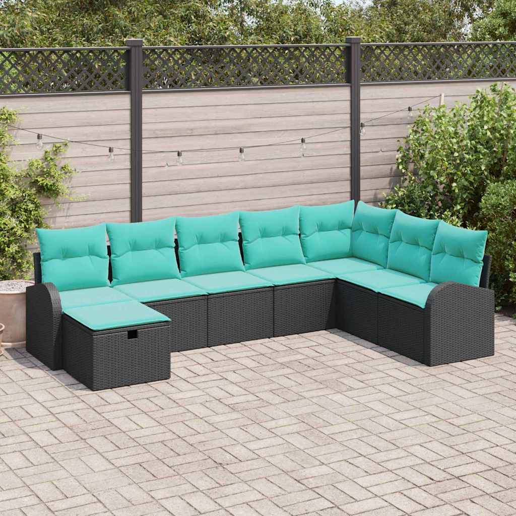 vidaXL Tuin Sofa Set met kussen met opslag 8 pcs Bruin Poly riet