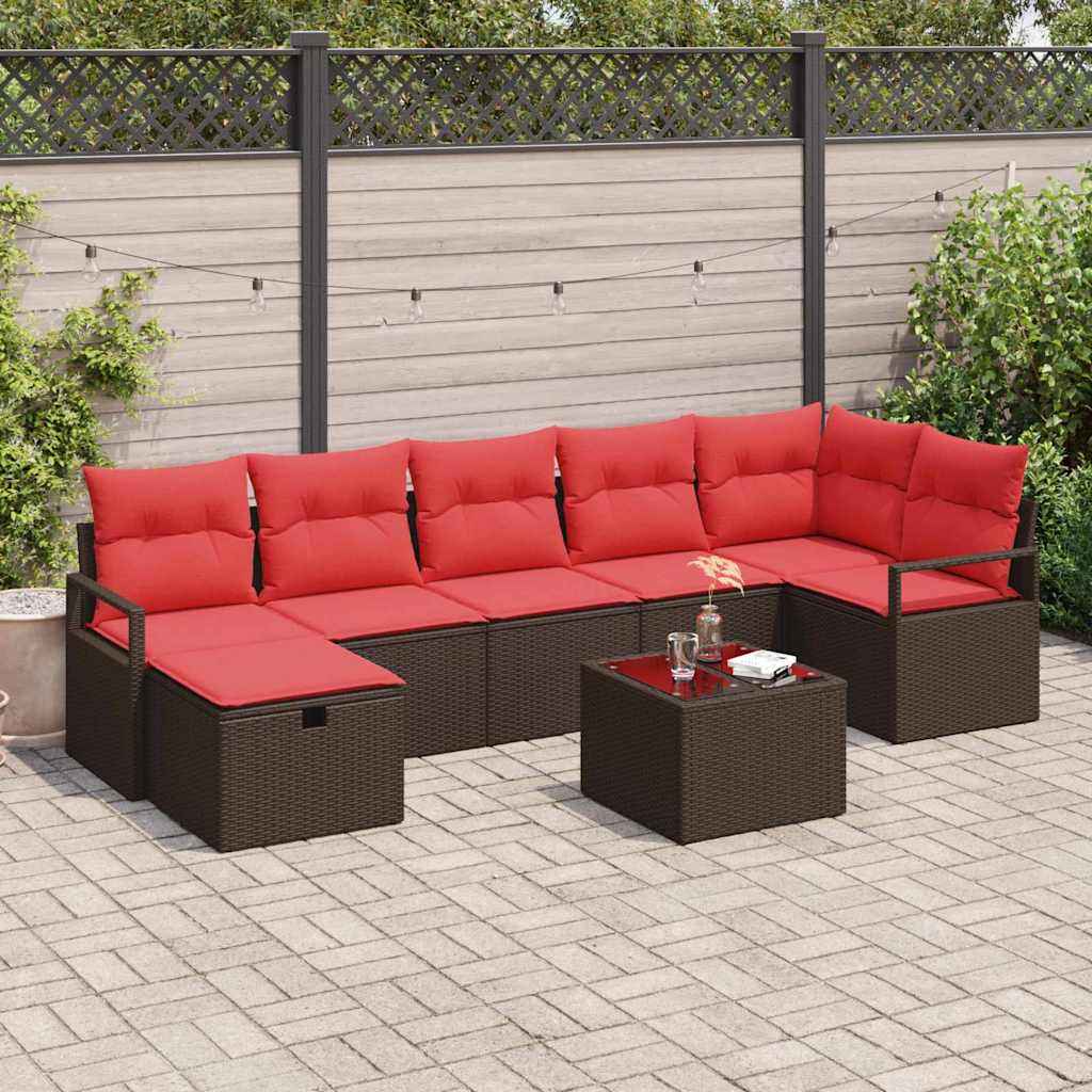 vidaXL Bankstel met kussen 4 pcs poly rattan