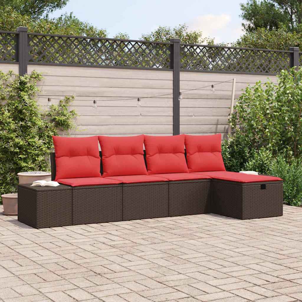 vidaXL Bankstel 4 st poly rattan