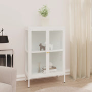 vidaXL Dressoir 75x35x105 cm staal en glas wit - Aashly
