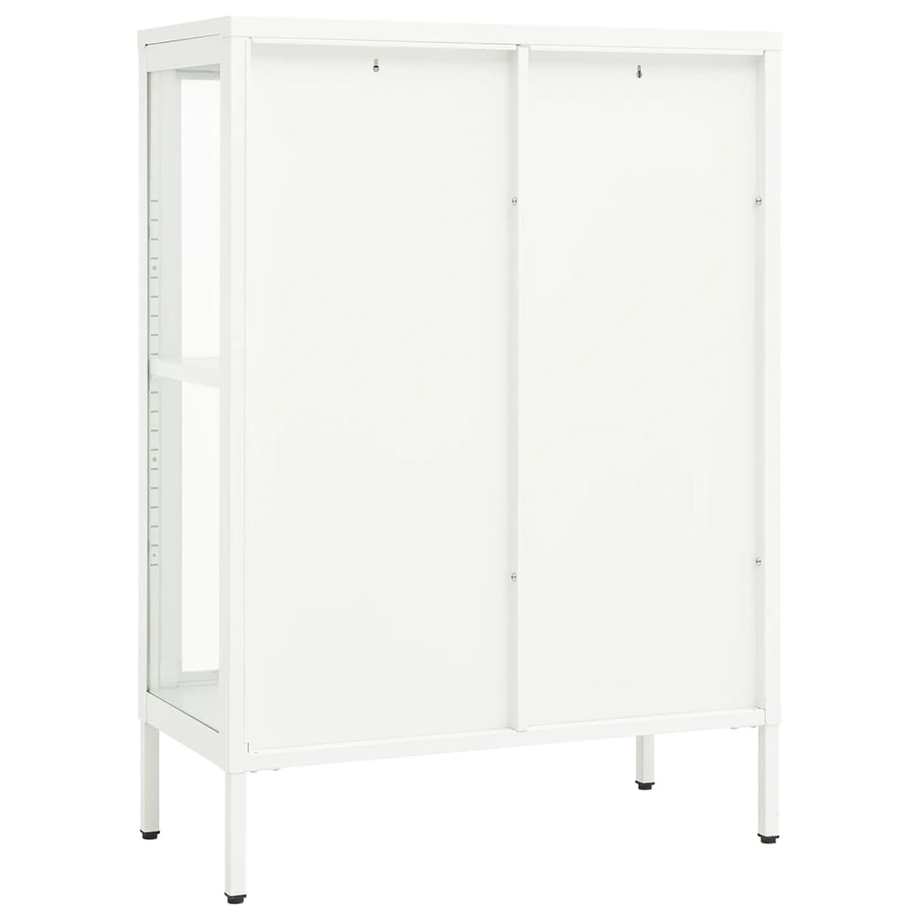 vidaXL Dressoir 75x35x105 cm staal en glas wit - Aashly