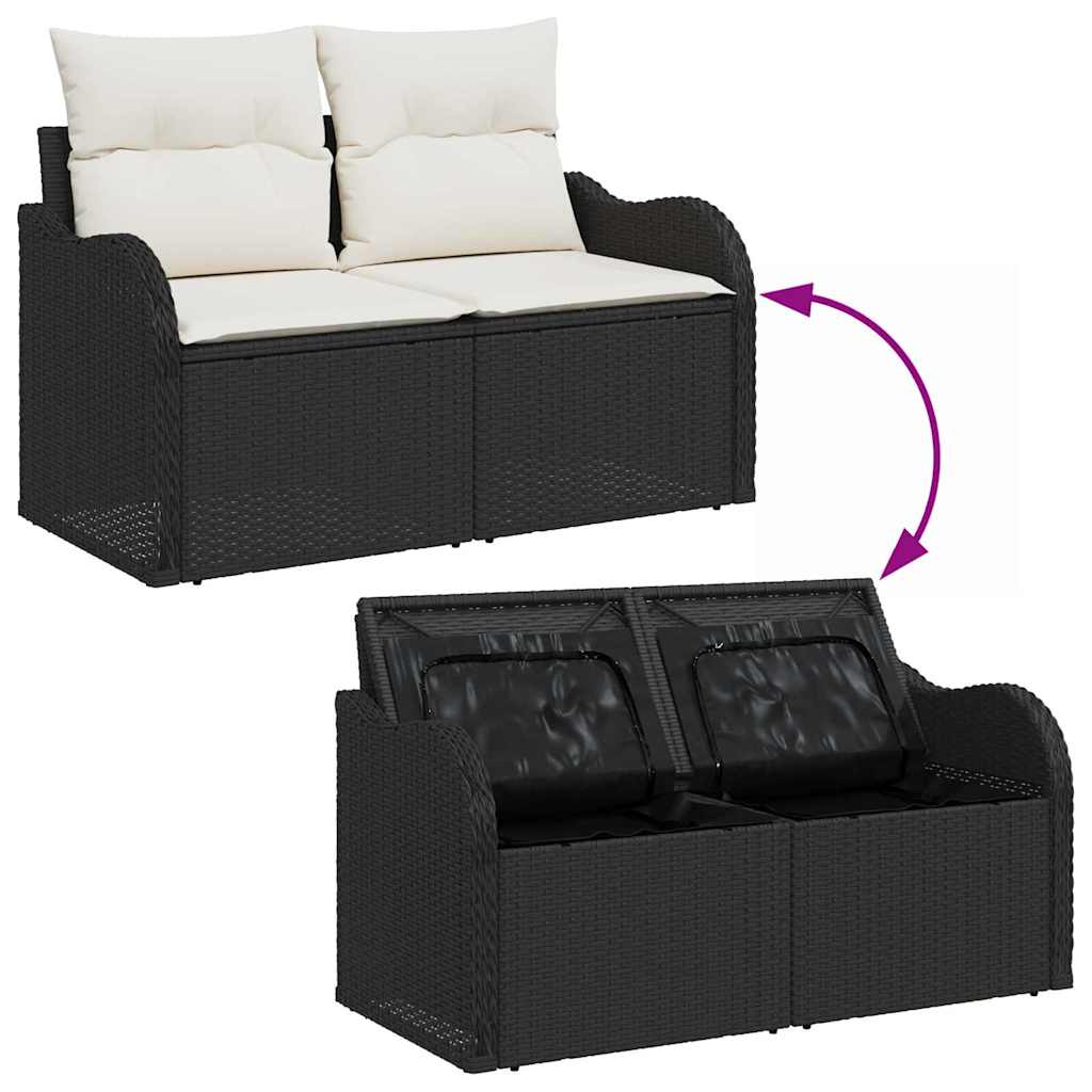 vidaXL Tuin Sofa Set met kussen met opslag 6 pcs Zwart Poly riet