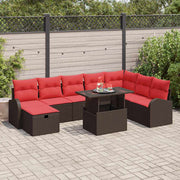 vidaXL Tuin Sofa Set met kussen met opslag 9 pcs Bruin Poly riet
