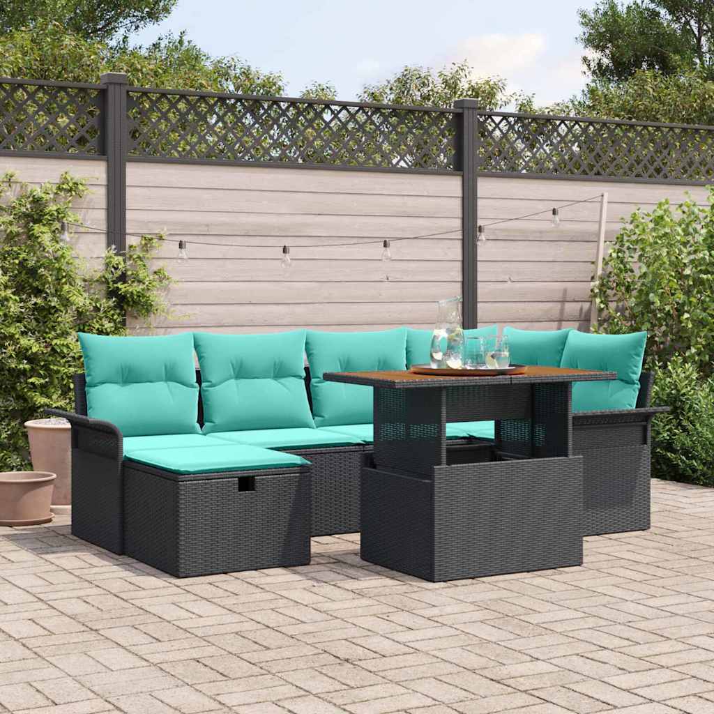 vidaXL Tuin Sofa Set 7 pcs Grijs poly rattan