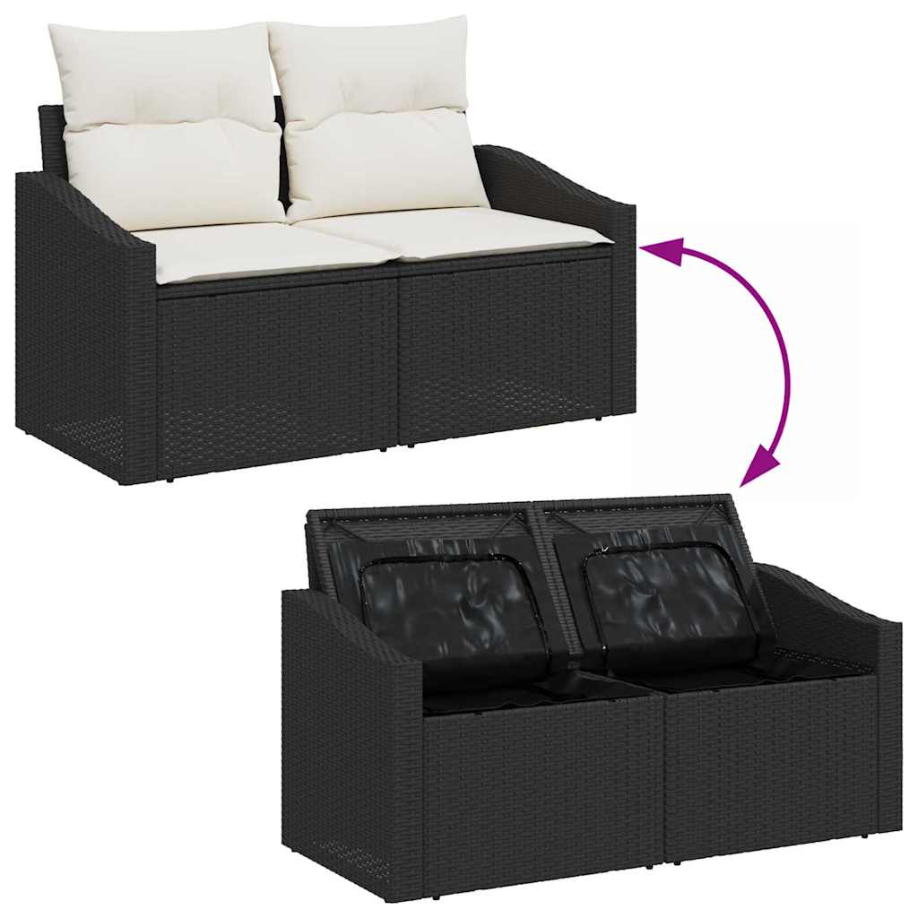 vidaXL Tuin Sofa Set 7 pcs Zwart poly rattan
