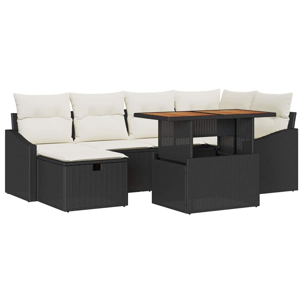 vidaXL Tuin Sofa Set 7 pcs Zwart poly rattan