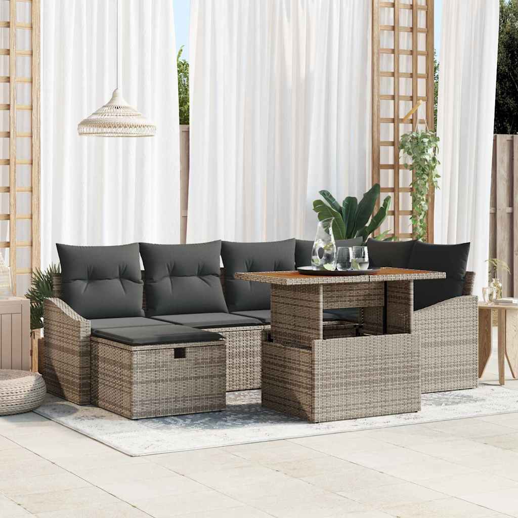 vidaXL Tuin Sofa Set 7 pcs Zwart poly rattan
