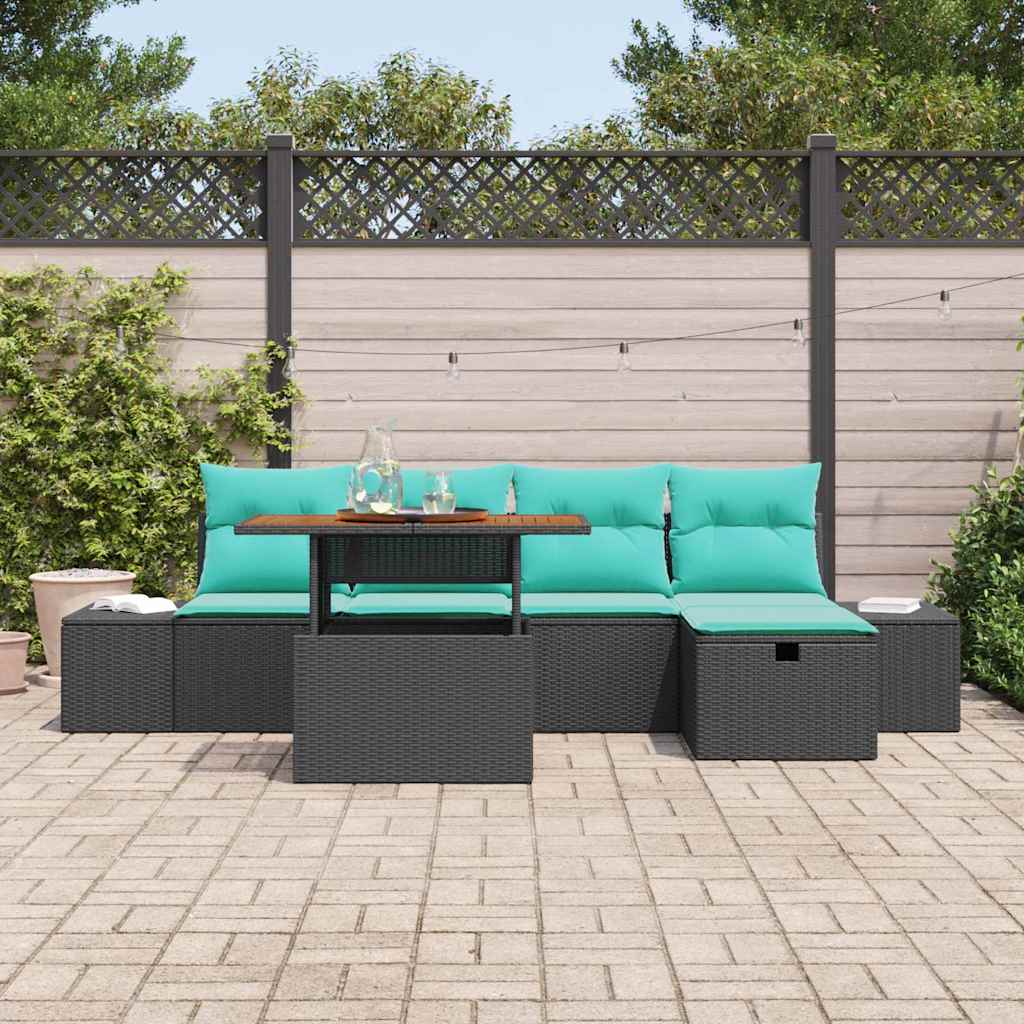 vidaXL Tuin Sofa Set 6 st Zwart poly rattan