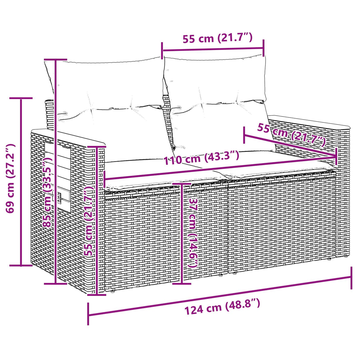 vidaXL 13-delige Tuinset met Kussens Zwart Poly Rattan Acacia