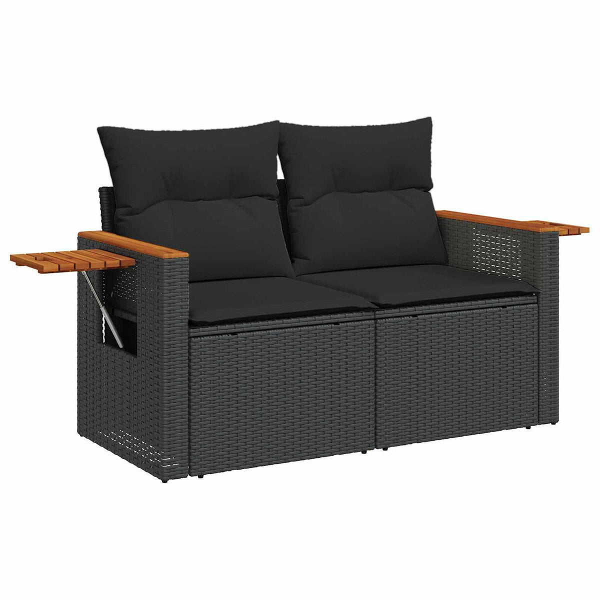 vidaXL 13-delige Tuinset met Kussens Zwart Poly Rattan Acacia