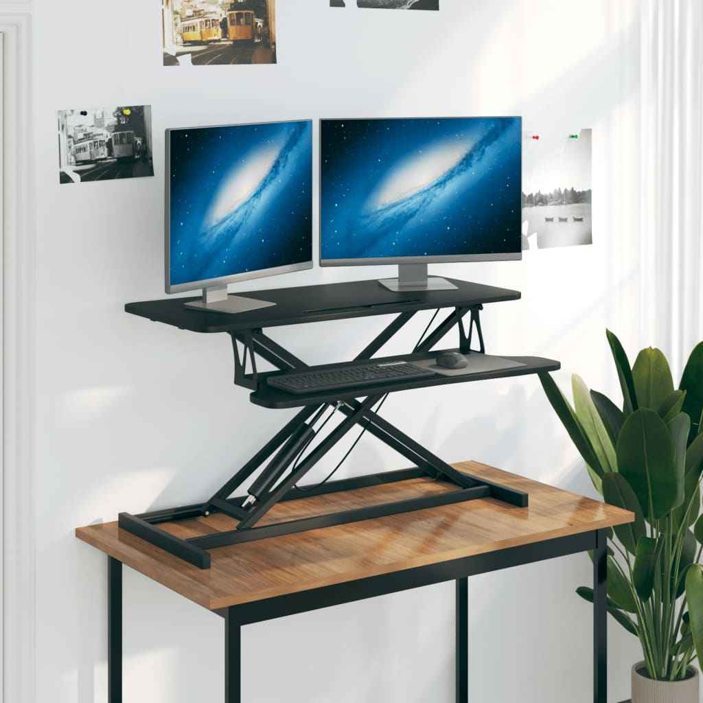 vidaXL Bureau verstelbaar 90x40x(13-41,5) cm staal en bewerkt hout