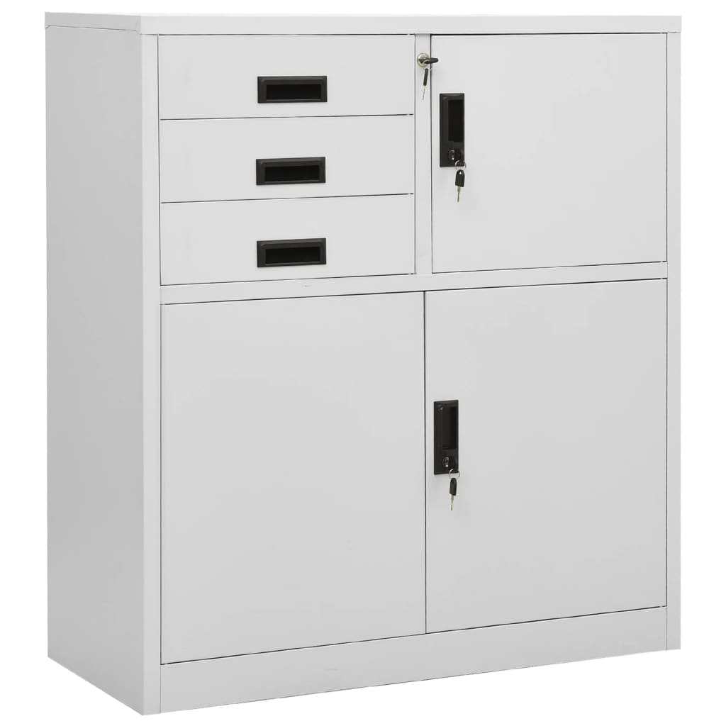vidaXL Kantoorkast 90x40x102 cm staal lichtgrijs - Aashly