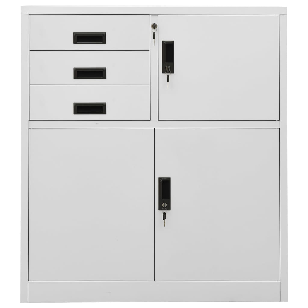 vidaXL Kantoorkast 90x40x102 cm staal lichtgrijs - Aashly