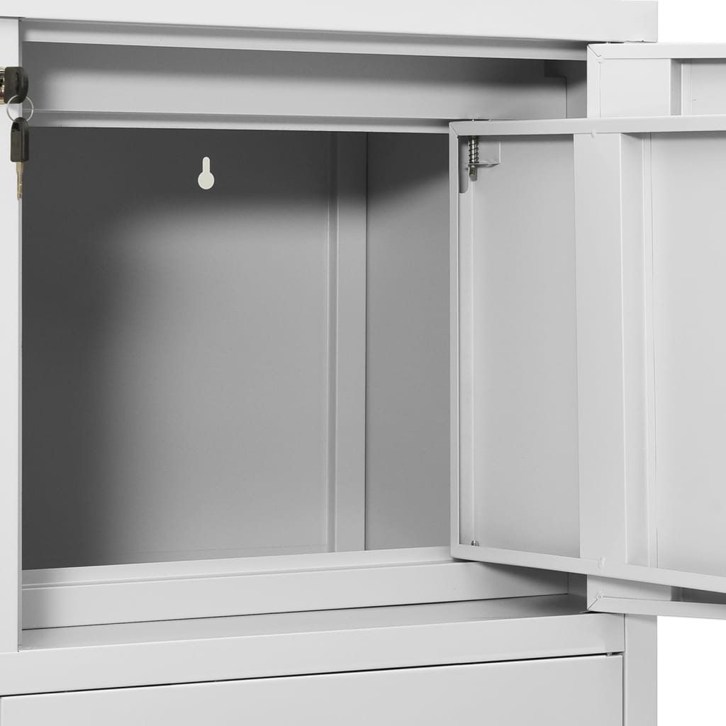 vidaXL Kantoorkast 90x40x102 cm staal lichtgrijs - Aashly
