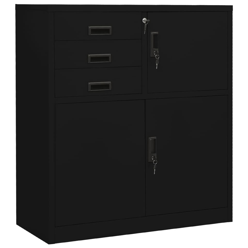 vidaXL Kantoorkast 90x40x102 cm staal lichtgrijs - Aashly