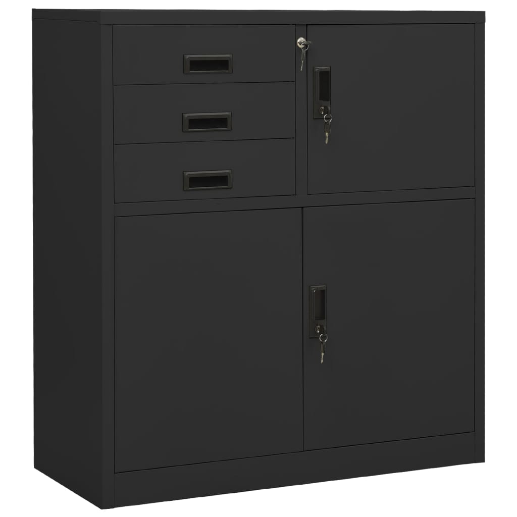 vidaXL Kantoorkast 90x40x102 cm staal lichtgrijs - Aashly