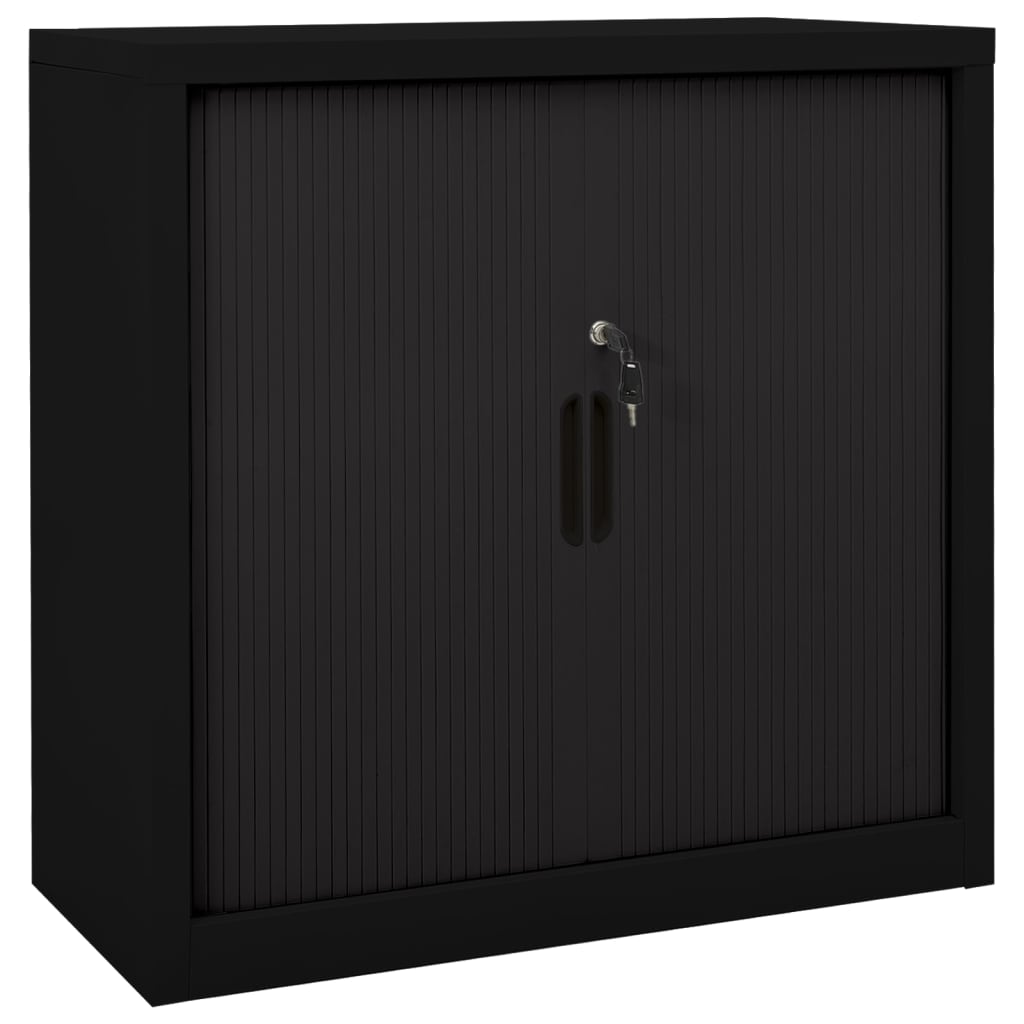 vidaXL Roldeurkast 90x40x90 cm staal zwart - Aashly