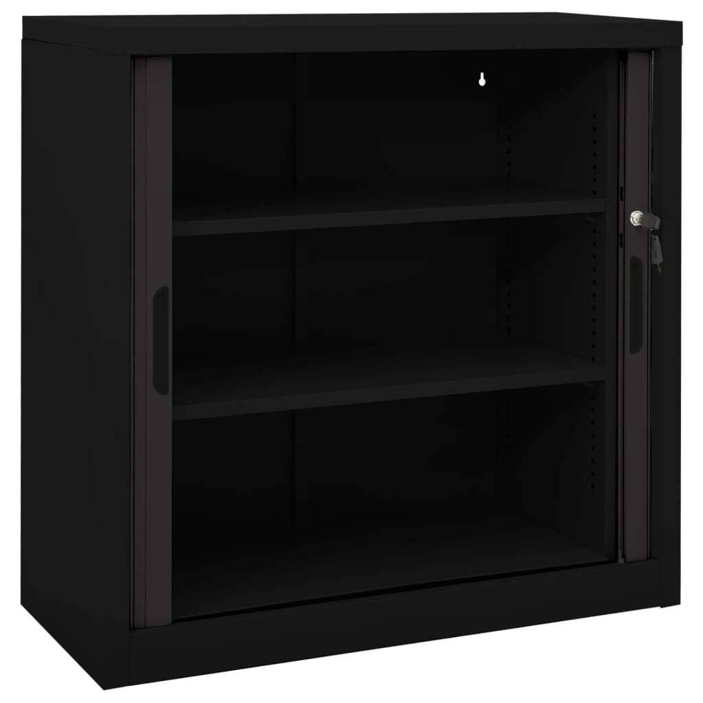 vidaXL Roldeurkast 90x40x90 cm staal zwart - Aashly