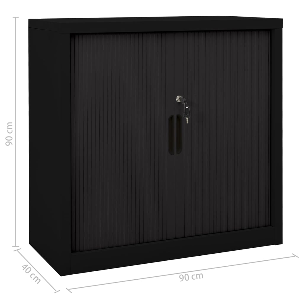 vidaXL Roldeurkast 90x40x90 cm staal zwart - Aashly