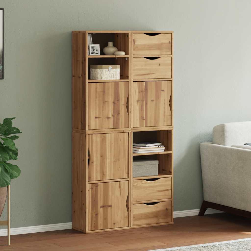 vidaXL Bijzetkasten 5 st ODDA 40x24x79 cm massief grenenhout wit - Aashly