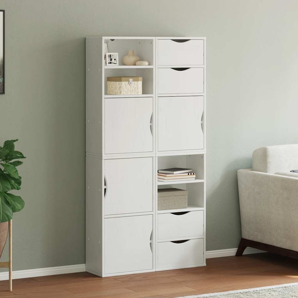 vidaXL Bijzetkasten 5 st ODDA 40x24x79 cm massief grenenhout wit - Aashly