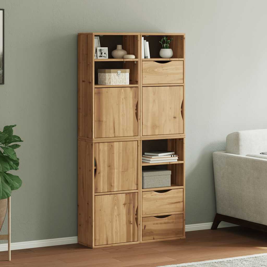 vidaXL Bijzetkasten 5 st ODDA 40x24x79 cm massief grenenhout wit - Aashly