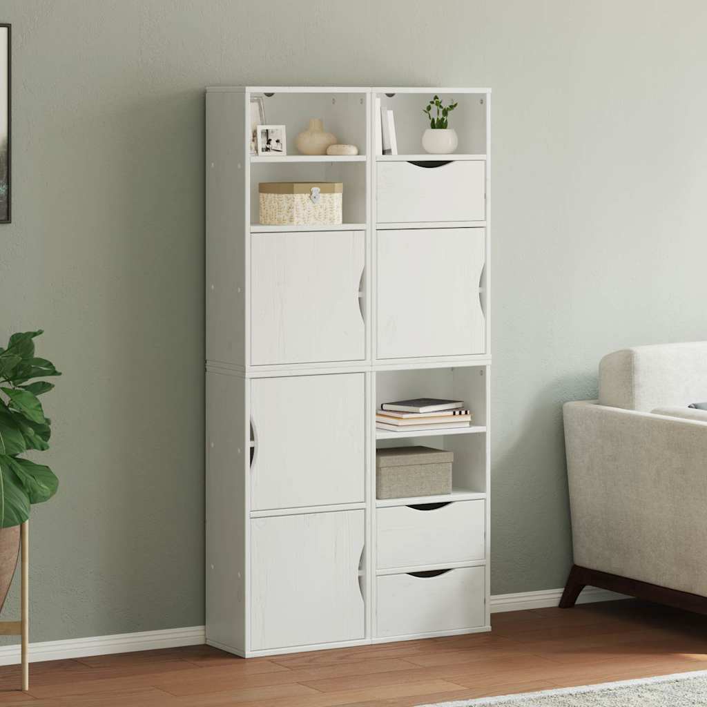 vidaXL Bijzetkasten 5 st ODDA 40x24x79 cm massief grenenhout wit - Aashly