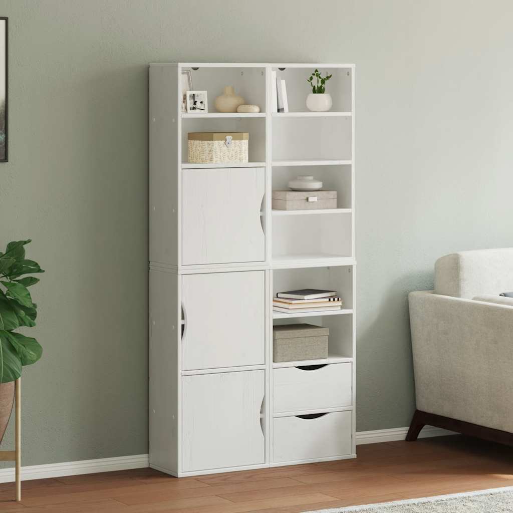 vidaXL Bijzetkasten 5 st ODDA 40x24x79 cm massief grenenhout wit - Aashly