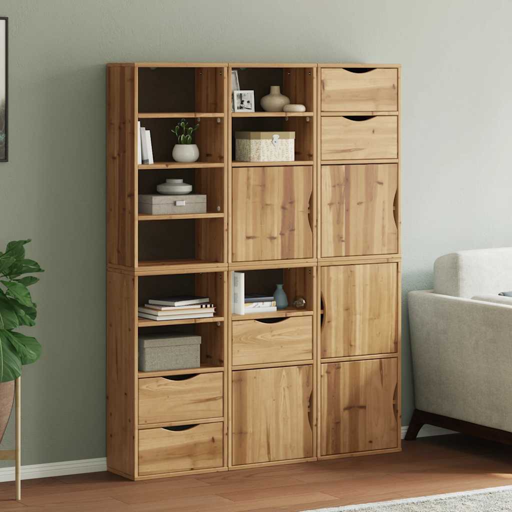 vidaXL Bijzetkasten 5 st ODDA 40x24x79 cm massief grenenhout wit - Aashly